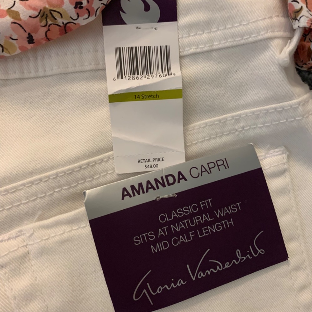 NWT Gloria Vanderbilt Capri size 14; white - Picture 2 of 5
